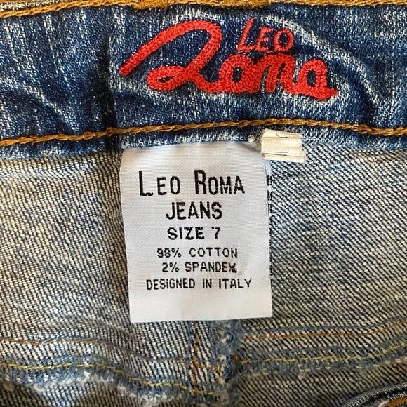 Leo Roma Bootcut Beaded Accents Boho Distressed Women Jeans Size 7 - Picture 12 of 13